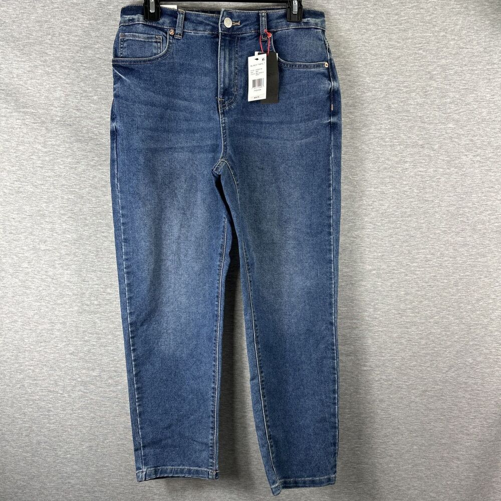 Black Tape Women Blue Denim Jeans Size 28/P Kim High Rise Straight Leg Stretch